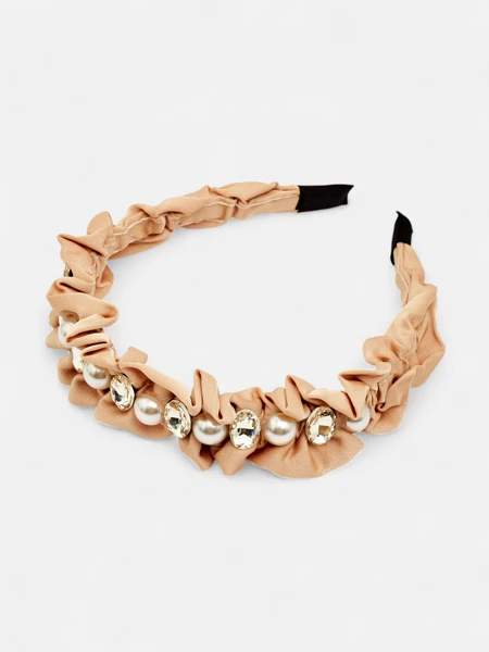 Royalfashion Headband with Ruching and Pearls