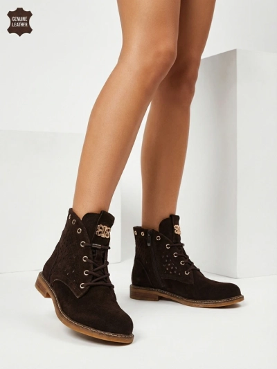 Ažuursed naturaalsest nahast naiste poolsaapad Aurelias