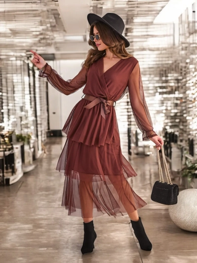 Женское длинное платье Royalfashion с оборками