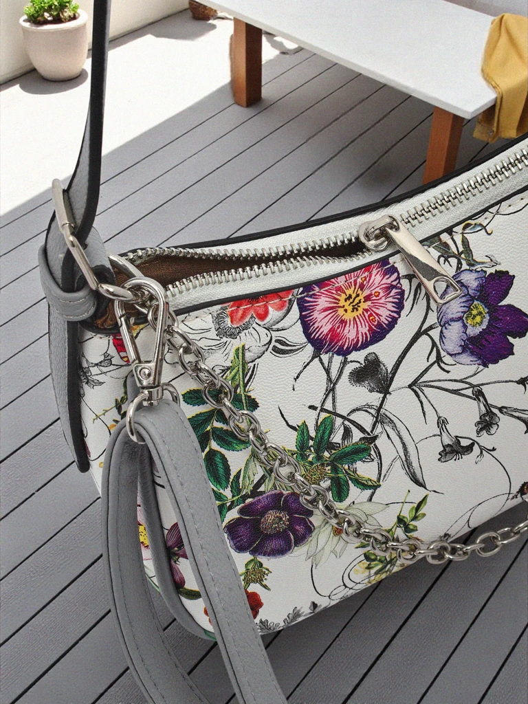 Royalfashion Small women's handbag made of eco-leather with floral print Lily Bloom