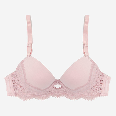 Women's pink bra with lace - Underwear