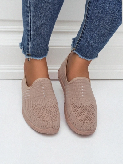 Aelia women's pink fabric shoes, comfortable flat heel moccasins