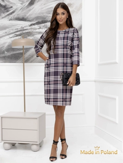 Women's mini checkered dress with pockets Violetta