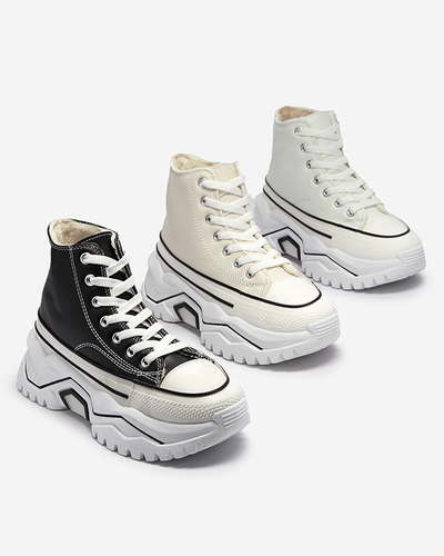 Women's cream insulated platform sports shoes a'la sneakers Retiha - Footwear