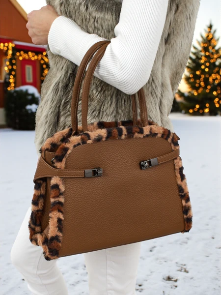 Väike naiste ökonahast panterprindiga kott Panthory