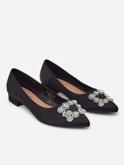 Royalfashion Women's satin-like ballerinas with a buckle Legant