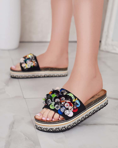 Royalfashion Women's Loassa rhinestone flip-flops