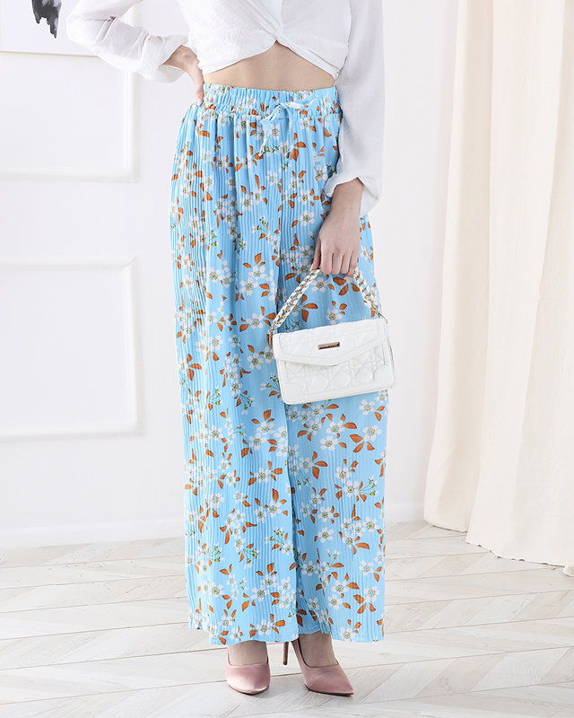 Women's blue floral fabric pants - Clothing