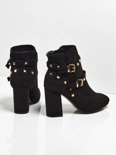 Nova Eleganza Botki na Słupku z Złotymi Elementami