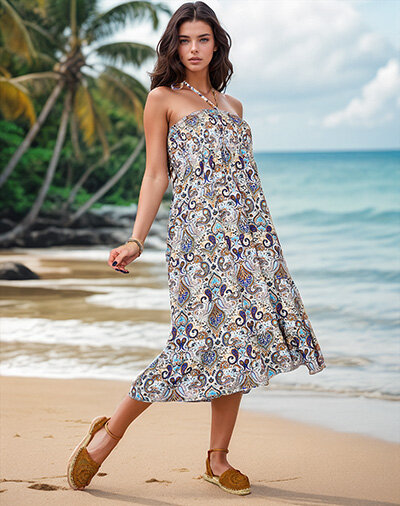 Royalfashion Naiste midi-kleit prindiga