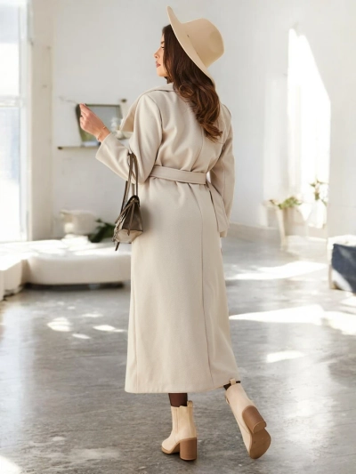 Royalfashion Women's maxi coat with a tie