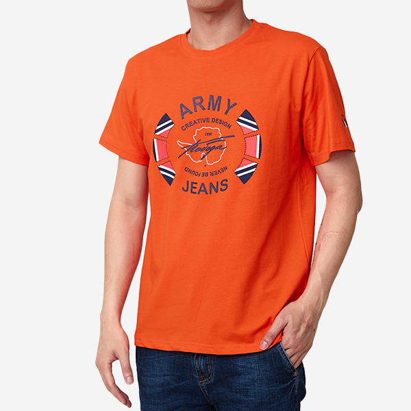 Oranž meeste trükitud T-särk - Riietus