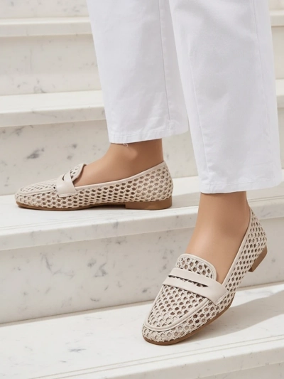 Beežid Royalfashion Primavera Aelia kangast mandlikujulise ninaga mokassiinid
