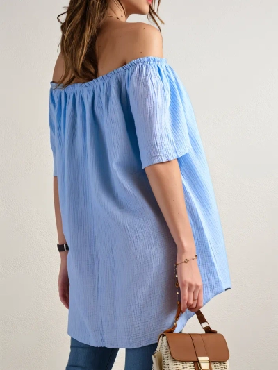 Royalfashion Женская хлопковая блузка в испанском стиле с декоративными пуговицами