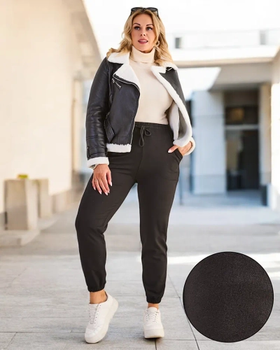 Royalfashion Women's PLUS SIZE Fleece Jogger Pants