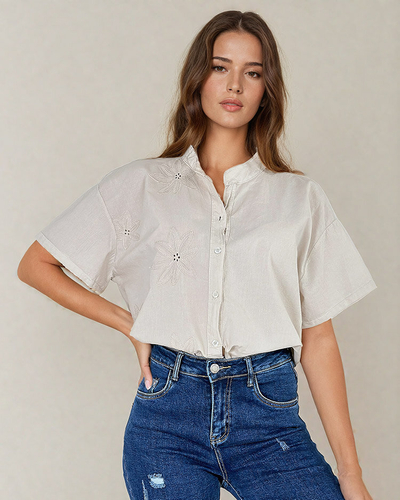 Royalfashion Женская рубашка oversize с вышивкой