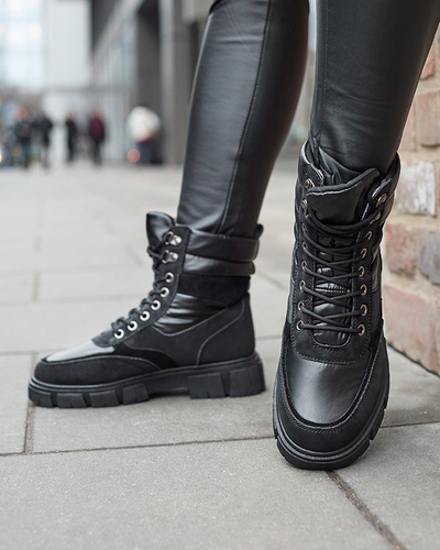 Черные женские утепленные ботинки-трапперы Kasemi- Footwear