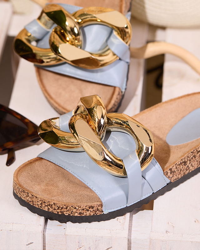 Тапочки женские синие с декором Sofig- Footwear