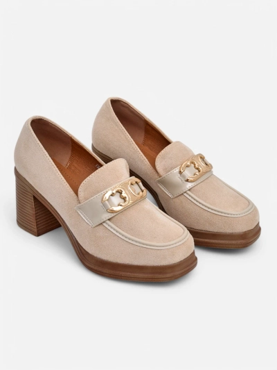 Royalfashion Women's moccasins on a block heel Qeroy