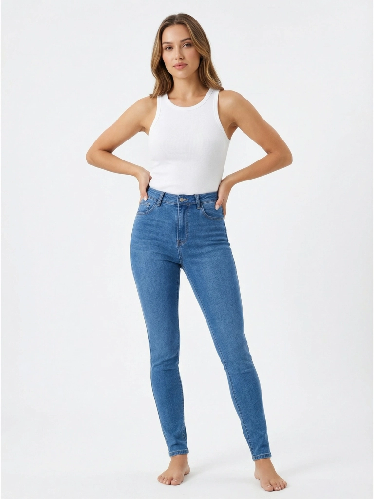 Royalfashion Women's tapered cotton jeans