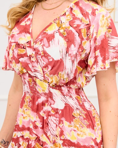 Punane naiste pikk kleit moekate mustritega - Rõivad