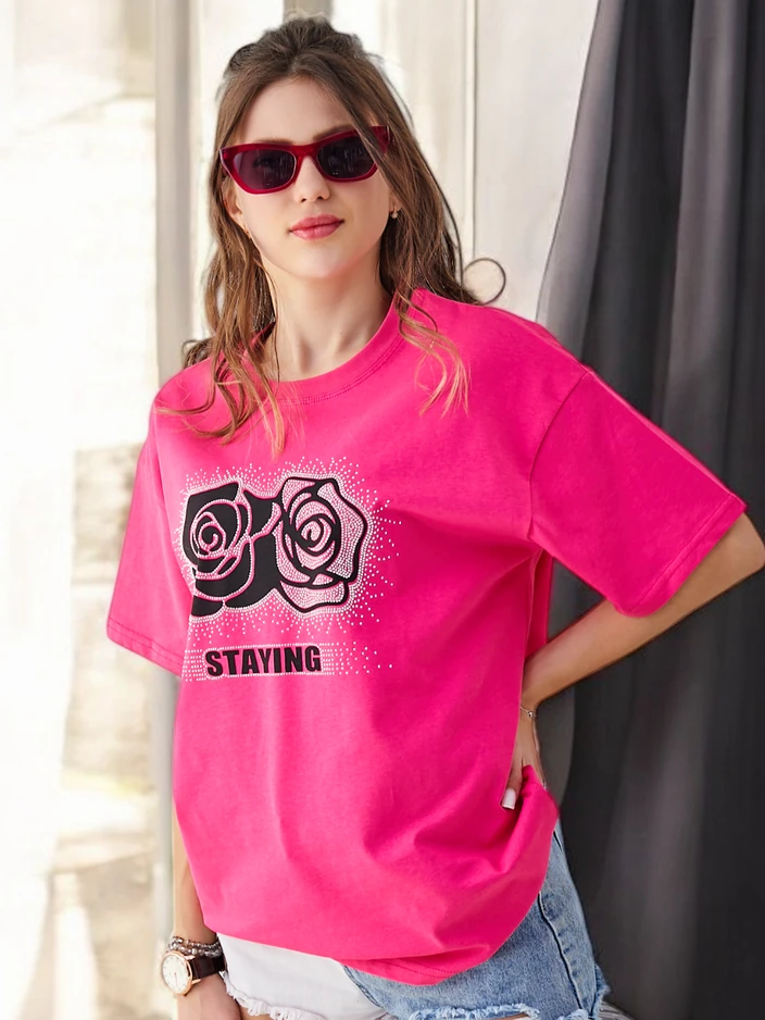 Royalfashion Хлопковая Женская Футболка Роза Цветок