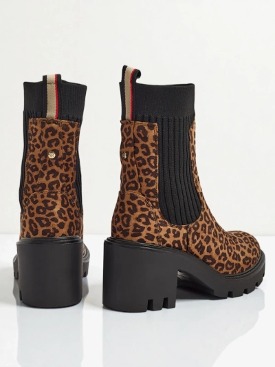 Mustrilised naiste poolsaapad plokk-kontsaga, valmistatud öko-seemisnahast Anthere