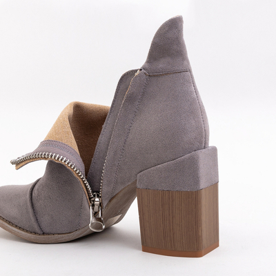 Luna Women's Ankle Boots Dove Gray Leather Elegant for Autumn