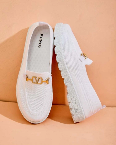 Royalfashion Женские тканевые мокасины с золотым украшением Erticae