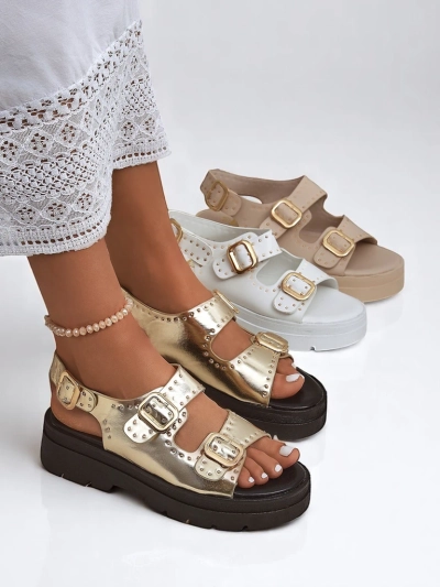 Royalfashion Naiste sandaalid paksu tallaga kivikestega Rocky Chic