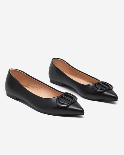 Women's black pointed ballerinas with an ornament on the toe Manico - Footwear