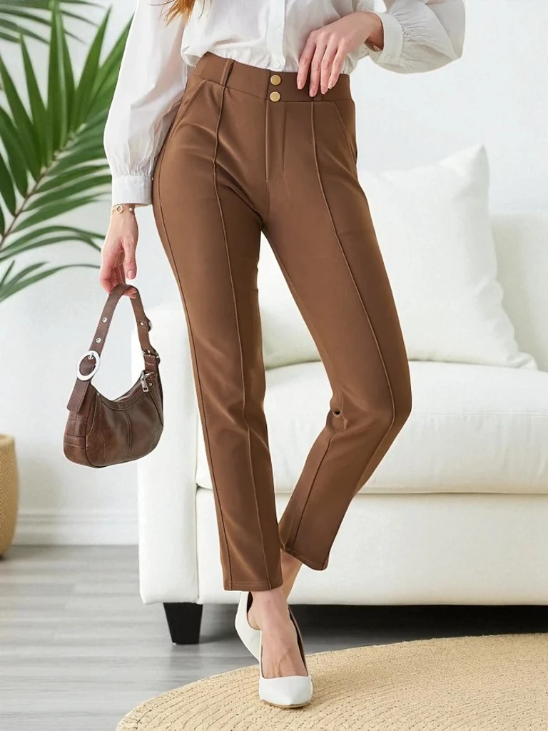 Женские treggings Royalfashion с декоративными кнопками