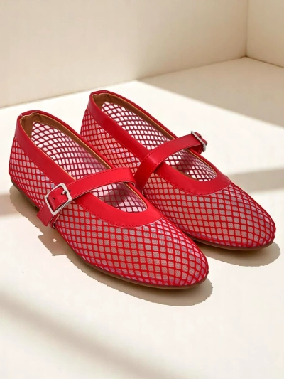 Royalfashion Women’s cutout ballerina flats with a strap Naommi