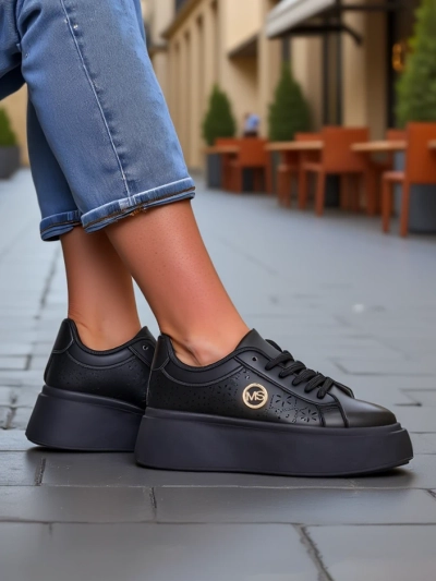 Women's Perseida Royalfashion platform sneakers black eco-leather