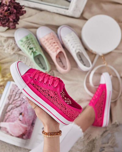 Женские кеды Callista Fuksja - легкая ткань, плоская подошва 2,5 см