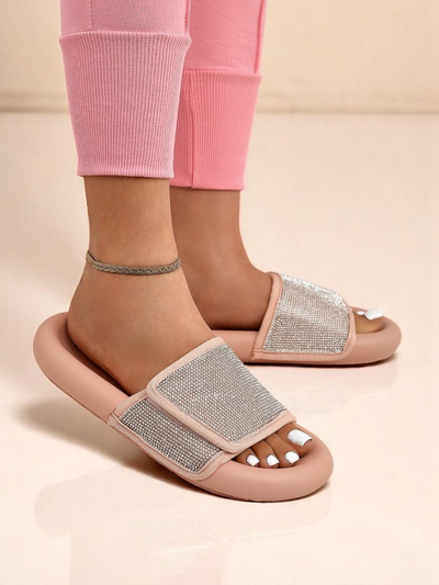 Royalfashion Women's Flat Sole Flip Flops Sparkle Step