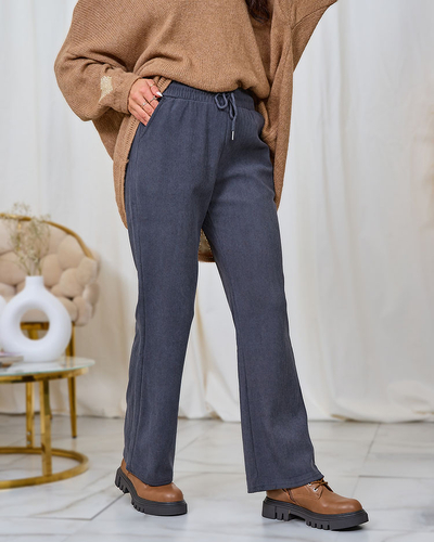 Royalfashion Women's corduroy fabric pants in dark gray