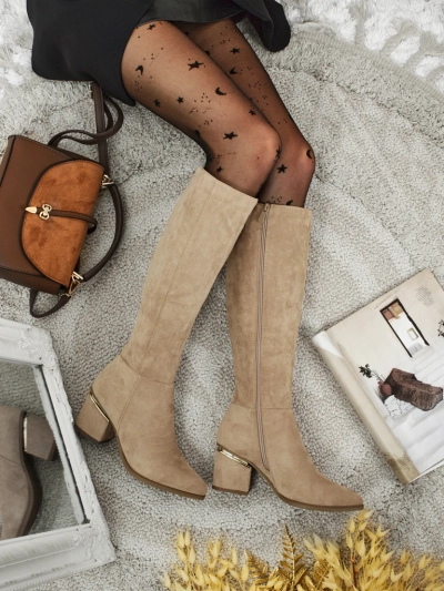 Women's Eco-Suede Block Heel Boots Niefio