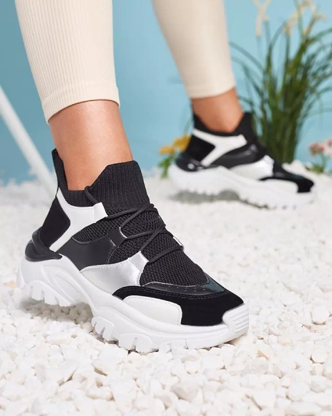 Women's white and black sports sneakers Ziragga- Footwear
