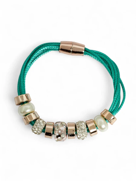 Women's bracelet with beads and cubic zirconia