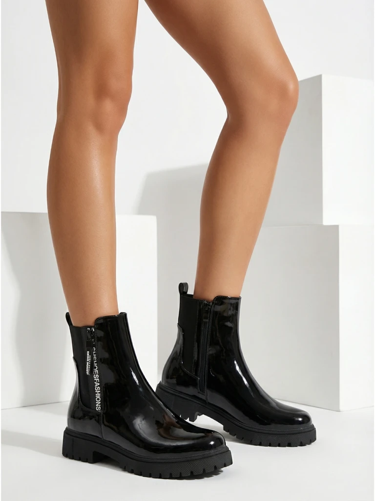 Women's Patent Ankle Boots Somaliane