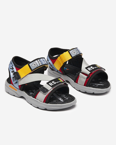 Gray boys 'sandals with colorful inserts and inscriptions Reberik - Footwear