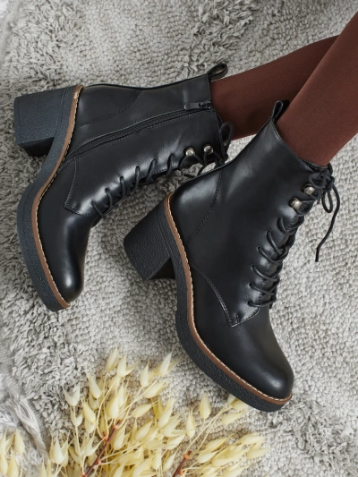 Women's eco-leather heeled ankle boots Zeltra
