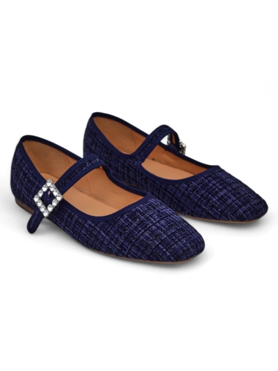 Royalfashion Women's checked ballet flats with a buckle and strap Riffos