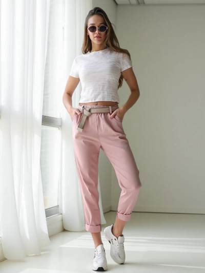 Royalfashion Viskoonist sirged naiste püksid vööga