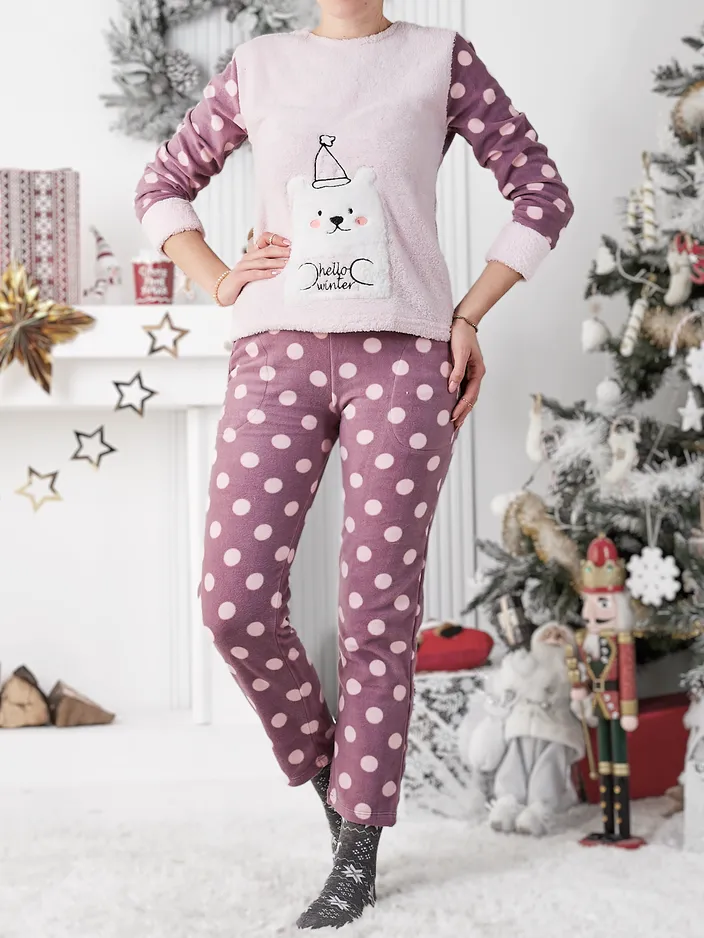 Royalfashion Женская пижама а'ла флис Привет Зима