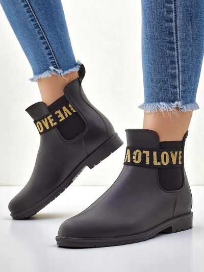 Royalfashion Women's matte rain boots with the inscription Love Love