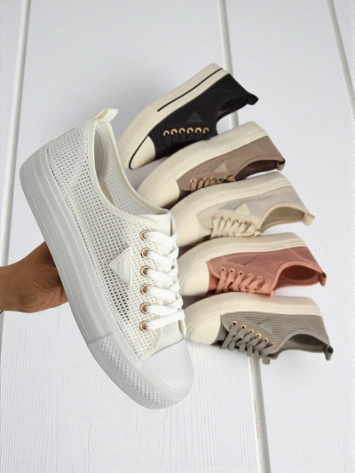 Women's White Ariadne Mesh Sneakers – Breathable Flat Sole Sneakers