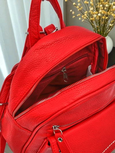 Artemisia Collection: Królewska Moda Small Women's Red Faux Leather Backpack