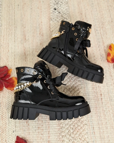 Royalfashion Naiste lakitud isoleeritud mustad saapad Dahaff